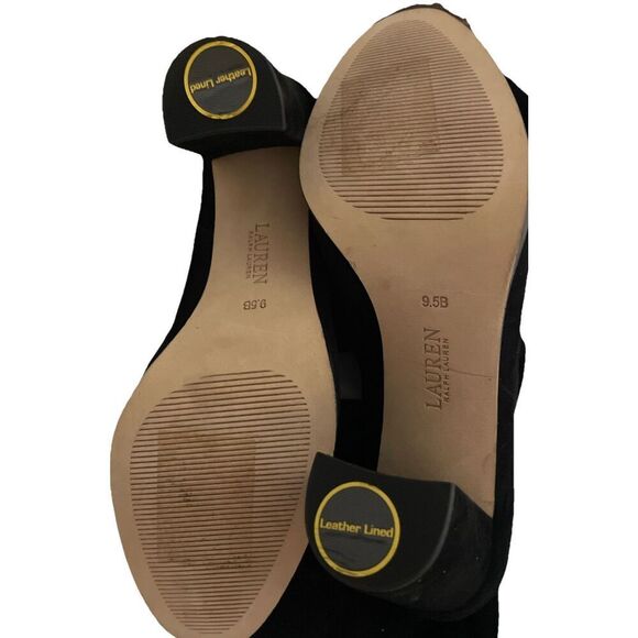 Lauren Ralph Lauren Women's Artizan II Mid-Calf Boots Suede Block Heel Black 9.5 - Picture 6 of 6